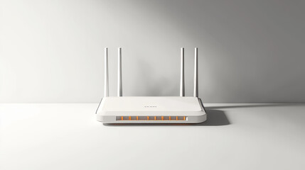 Wifi router, wireless broadband modem with antennas in front and perspective view. Vector realistic mockup of Ethernet router for network connection and Internet access isolated on white background