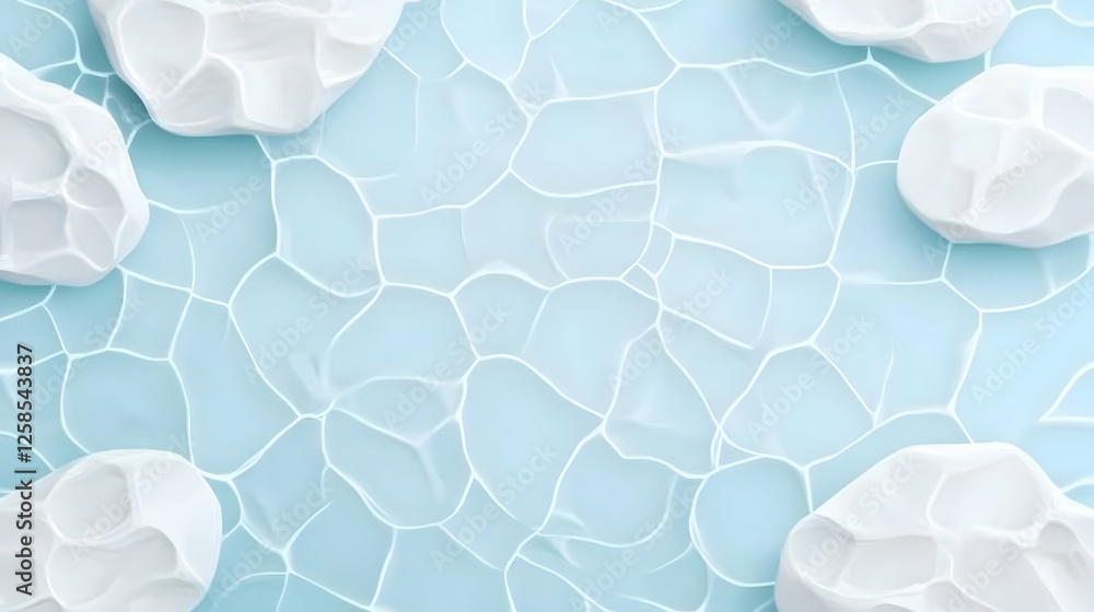 Aufkleber calm blue pool with rippled water effect and floating foam shapes. for relaxing themes