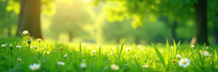 Obraz premium The gentle rustle of leaves and soft breeze create a serene ambiance in a lush summer meadow, peaceful ambiance, serene atmosphere