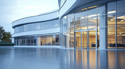 Fototapeta premium Modern Architectural Design: Sleek Glass Facade of a Contemporary Building