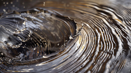 An artistic composition of swirling titanium-colored liquid, creating a mesmerizing visual of abstract metallic beauty