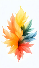 Colorful leaves in floral arrangement on white background for seasonal decoration, print