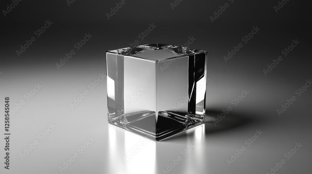 Poster 3d glass cube box vector isolated on transparent background. crear black and white realistic geometr