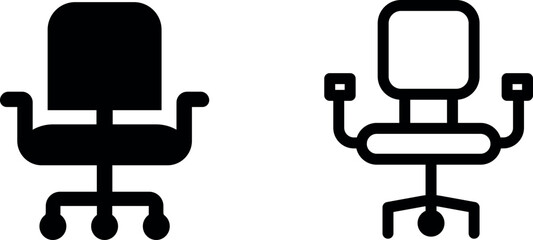 Office Chair Symbol Vector Icon Set