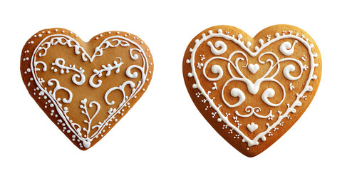 Fototapeta premium Set of a Gingerbread Heart, isolated on white background.