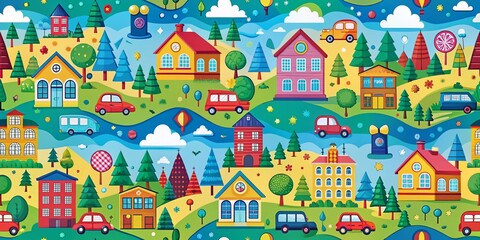 Bold Colorful Back to School Pattern Background - Left Copy Space for Text