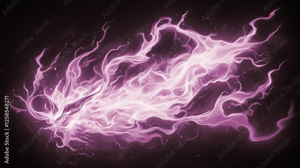 Poster Abstract image of swirling purple flames. A mystical and ethereal artwork.