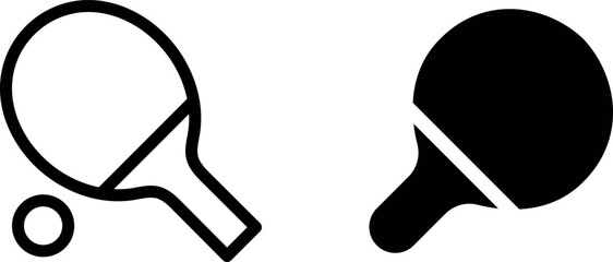 Ping Pong Tennis Racket Sports Symbol Vector Icon Set