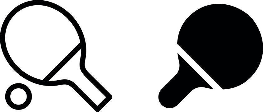 Ping Pong Tennis Racket Sports Symbol Vector Icon Set
