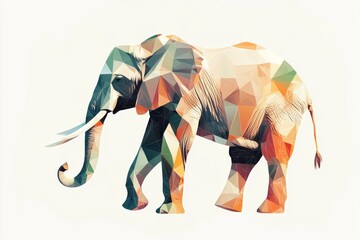 Geometric elephant artwork with multicolored abstract design