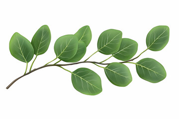 Fototapeta premium Illustration of an isolated plant branch with green leaves. Decoration element for graphic design