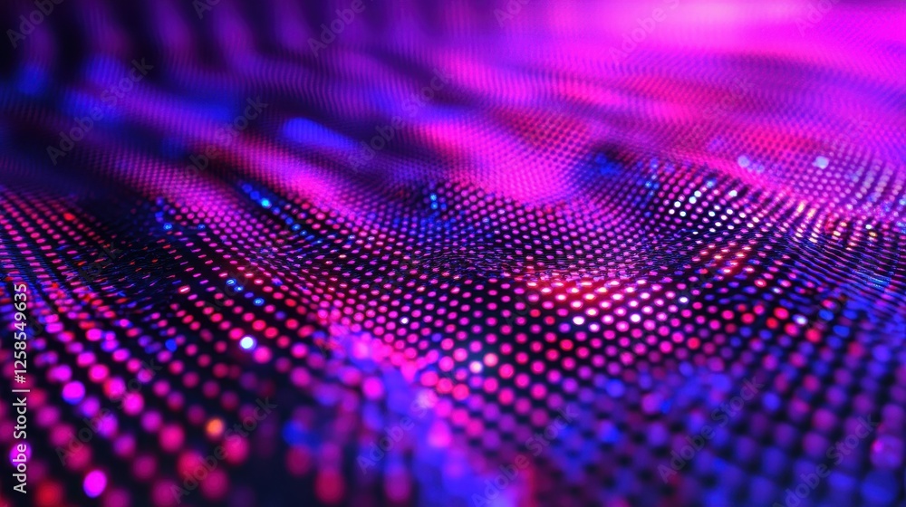 Poster radiant cybernetic mesh with luminous points and wavy texture