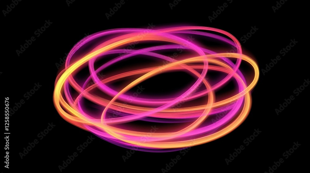 Poster radiant glowing orbs, a dynamic display of luminous spherical paths