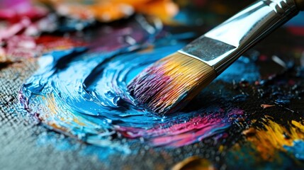 Obraz premium Vibrant paintbrush strokes create colorful art