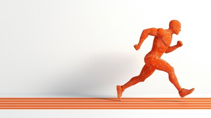 Abstract Pixelated Orange Runner on Orange Track