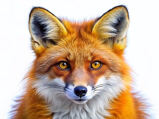 Obraz premium Bright Orange Fox Isolated on White Background - Night Photography Stock Image