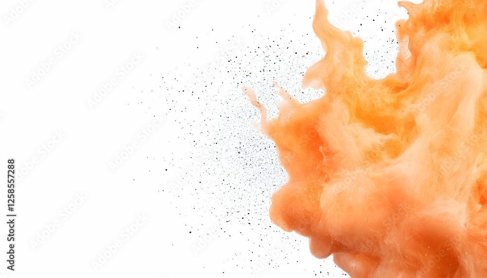 Poster peach cloud in water for artistic background use, with a swirling effect and splash dots behind it