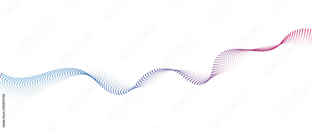 Poster flowing dot wave halftone gradient pattern on transparent background