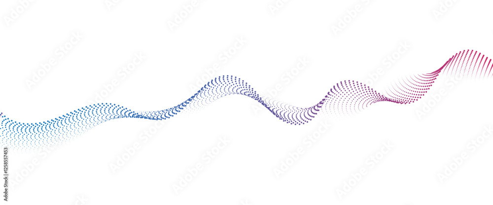 Poster flowing dot wave halftone gradient pattern on transparent background