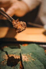 Crispy and delicious Korean barbecue close-up