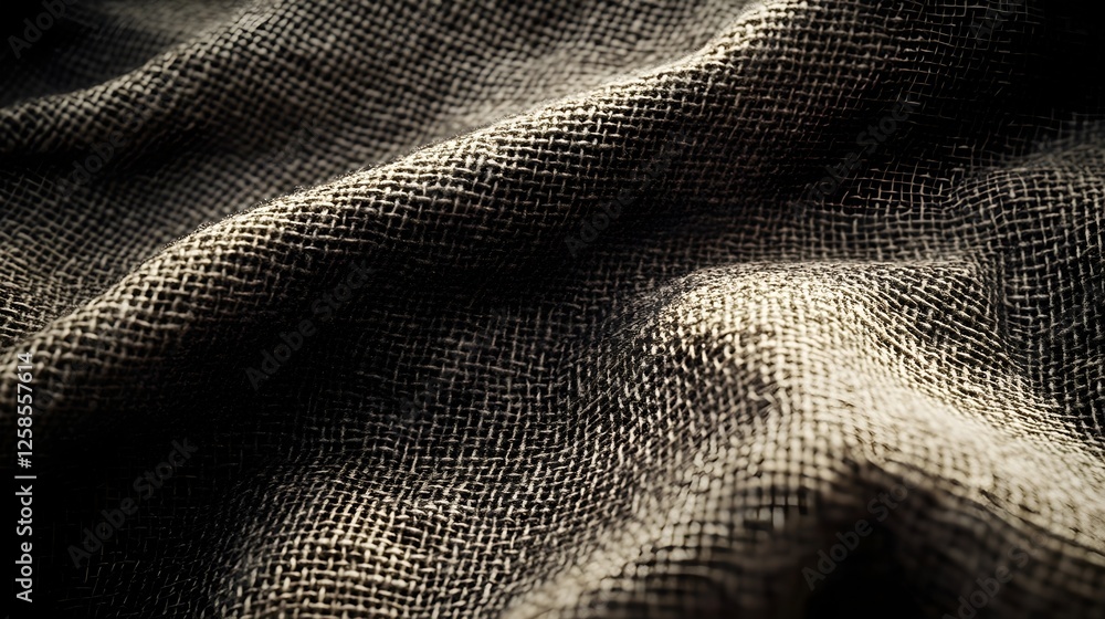 Poster close-up view of a rustic fabric texture, showing the detailed weave and subtle color variations. id