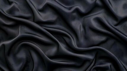 Fototapeta premium Dark Draped Fabric Texture: Smooth Black Silk with Subtle Pattern