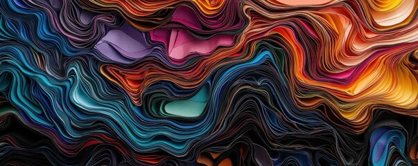 Obraz premium Colorful abstract wave patterns with rich textures and depth.