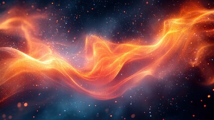 Obraz premium Fiery orange wave cosmic dust abstract art