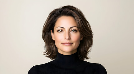 Fototapeta premium Professional woman portrait. Calm face, neutral background. Business, Headshot, for profiles