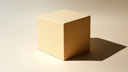 A simple beige box stands on the table, with soft light and shadow