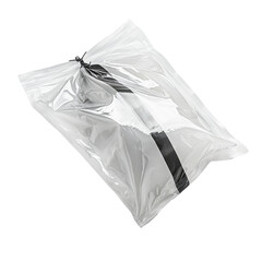 Transparent evidence bag floating on transparency background, ideal for forensic use