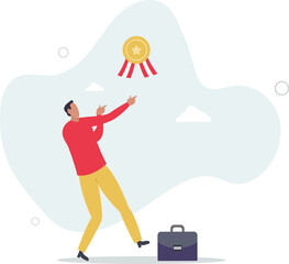 Expertise advice, top performance employee or award recognition winning, smart salesman or leadership concept.flat character life .