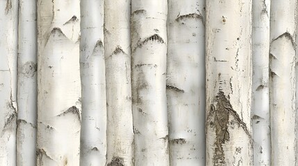 Obraz premium Close-up of White Birch Tree Trunks in a Forest, Natural Texture and Pattern