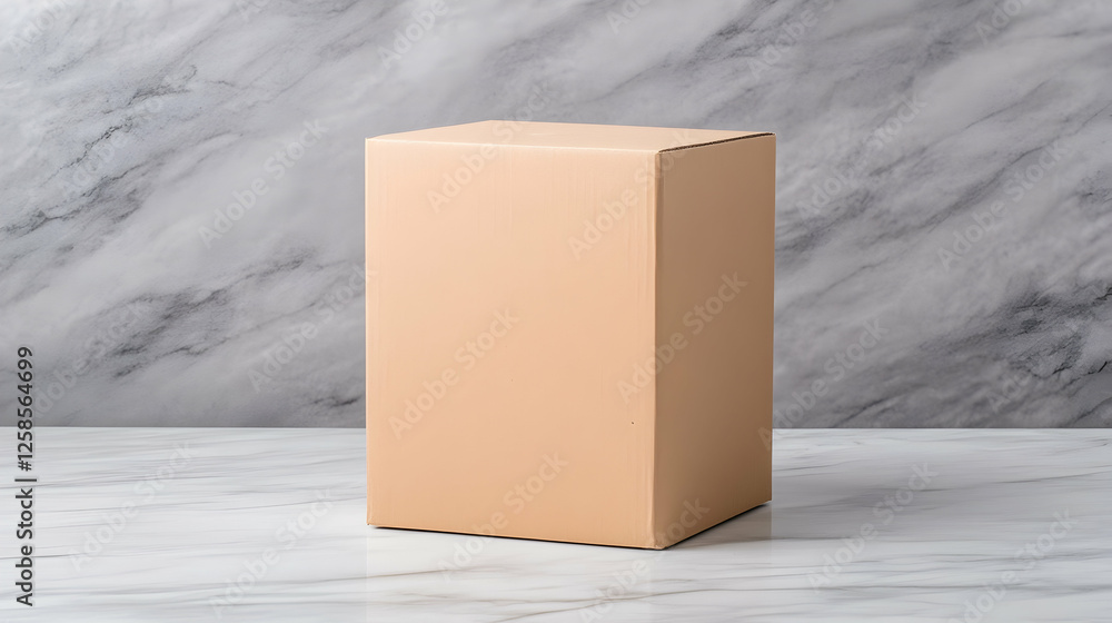 Poster simple geometric box on marble surface for product mockup in minimalist studio setting