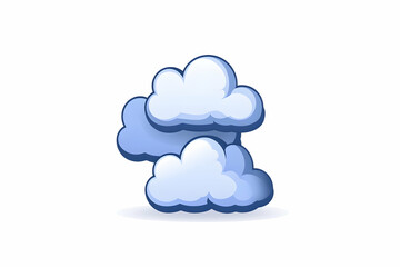 Sky Three fluffy white clouds on a sunny sky. Weather forecast icon for apps & web