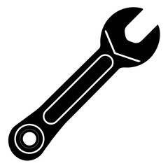  Wrench with a open end silhouette vector illustration 