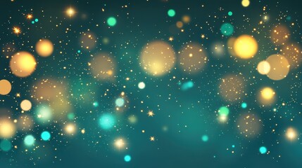 Fototapeta premium Shimmering Golden Luminescence and Vibrant Teal Bokeh Delight
