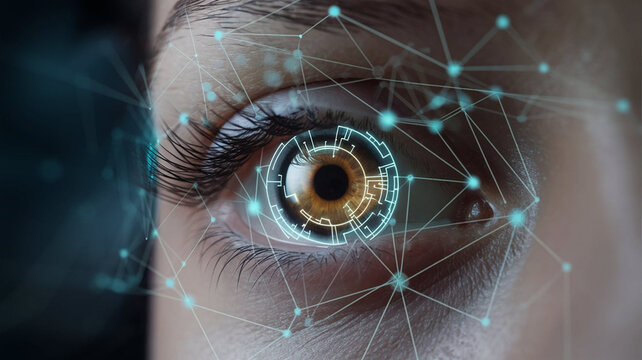 Futuristic Digital Eye Network &ndash; AI, Biometrics, Cybersecurity & Technology Concept
