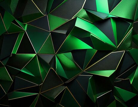 green and black abstract polygon luxury background