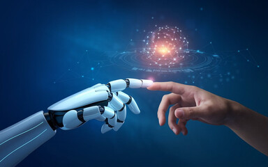 Futuristic Human and AI Collaboration – Innovation, Technology, and Synergy in Artificial...