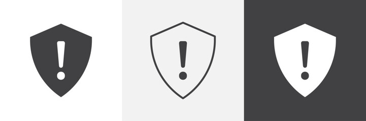 Shield exclamation icons graphics pack vectors.