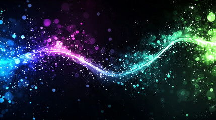 Fototapeta premium Champ d'ondes lumineuses sur fond noir.