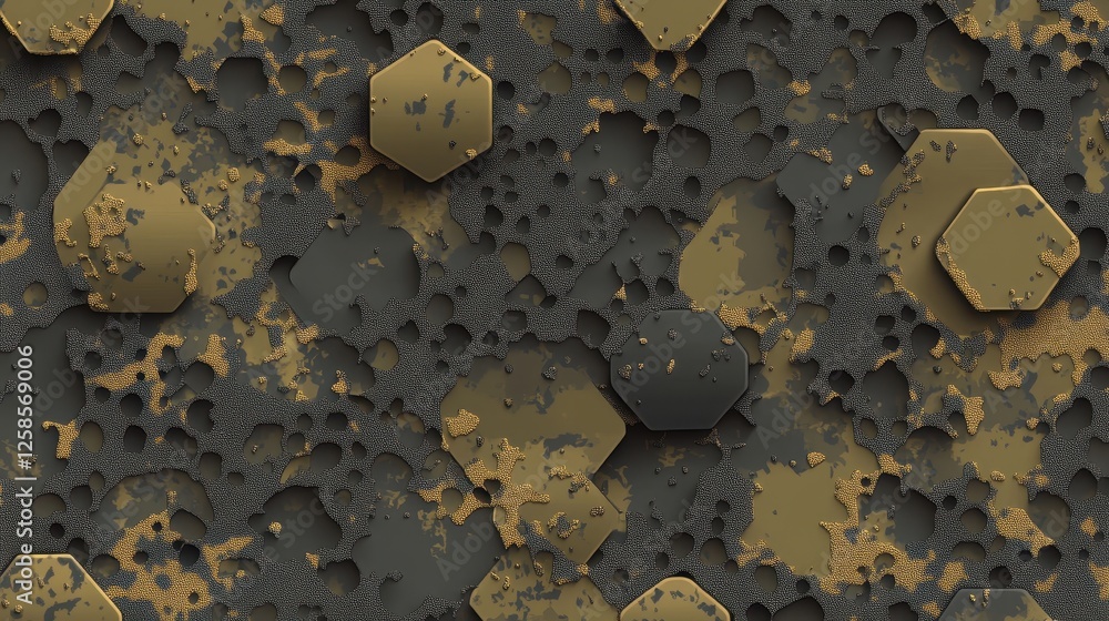 Poster sophisticated design of layered hexagons and granular textured backdrop