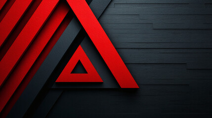 Red triangle on dark background with modern geometric design abstract pattern