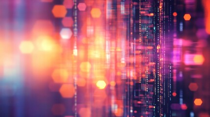 An abstract visualization of vibrant colors and light patterns, representing the digital world and advancements in technology and data processing.