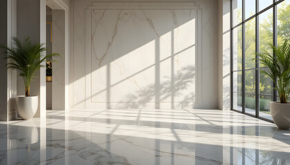 Obraz premium Bright Modern Interior Design with Marble Walls and Floors
