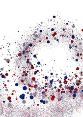 Confetti - A blue glitter confetti border with red and blue Confetti on white