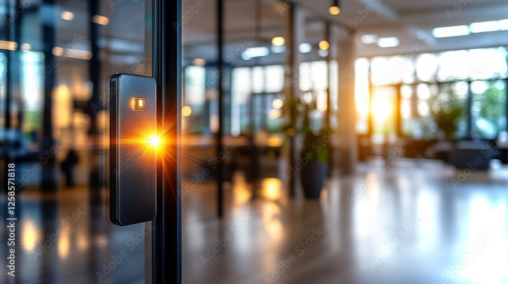 Poster advanced tech workspace entrance showcasing modern design and innovative features