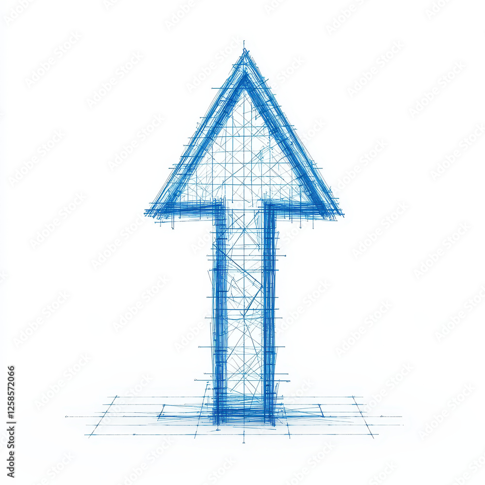 Poster blueprint of upward arrow symbolizing growth and progress