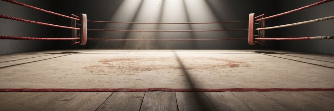 Rustic wooden boxing ring in vintage style gym - Powered by Adobe
